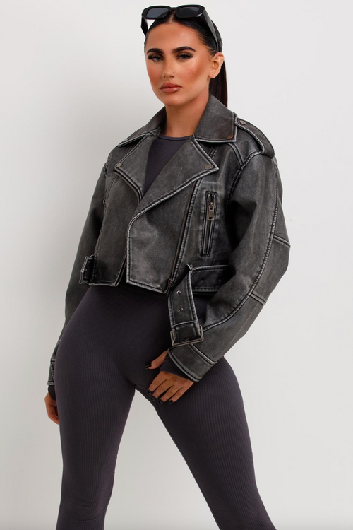 Faux Leather Jacket Grey